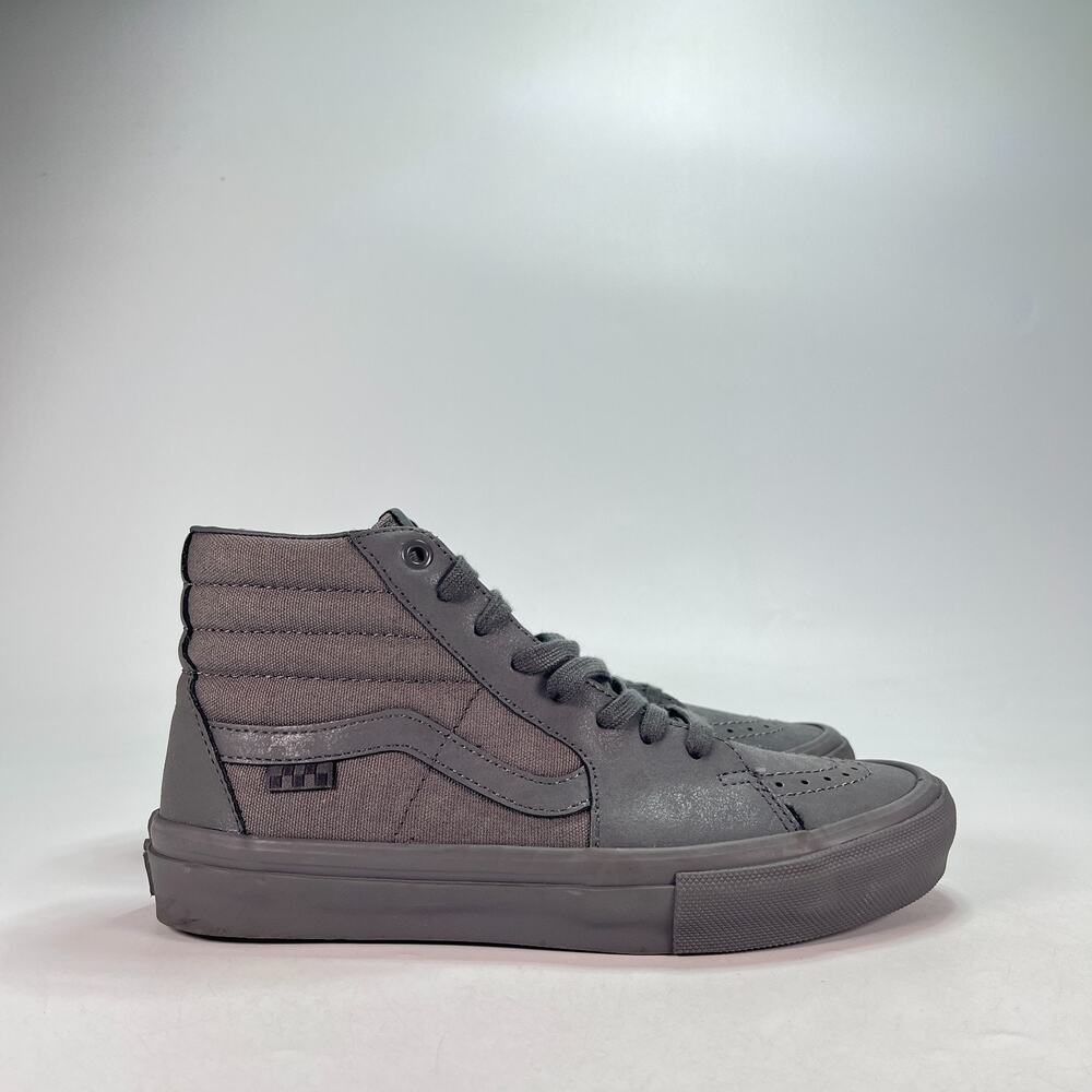 Vans Skate Sk8-Hi Pewter Grey High Top Skateboarding Shoes 500714 Men's Size 7.5